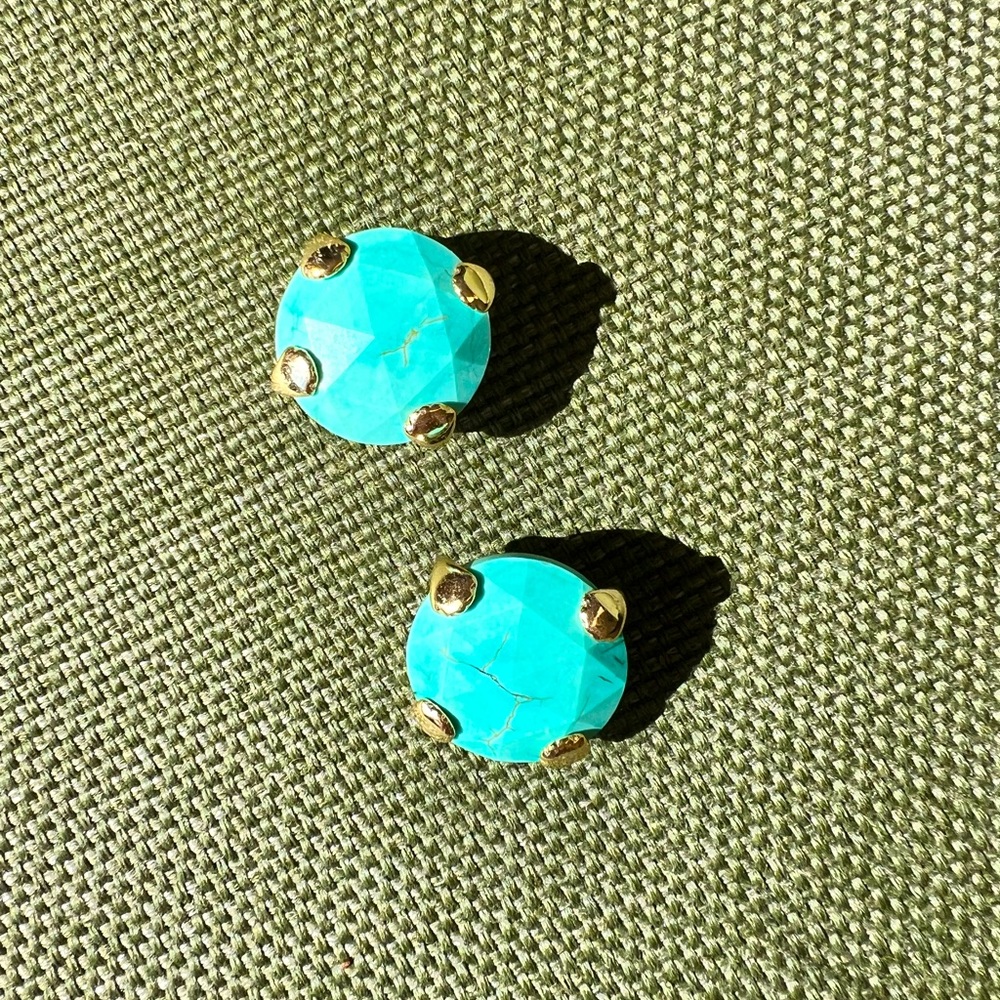 Kendra Scott Turquoise and Gold Large Studs